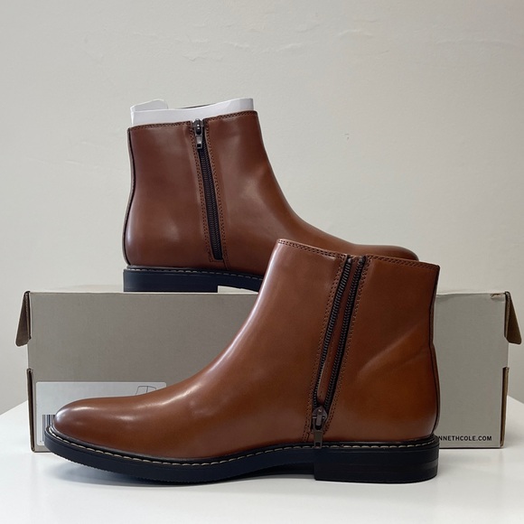 Kenneth Cole Men's Brown Leather Boots Size 7.5 - Picture 1 of 6